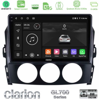 Clarion GL700 Series 8Core Android13 4+64GB Mazda MX-5 2006-2008 Navigation Multimedia Tablet 9" Με Carplay & Android Auto