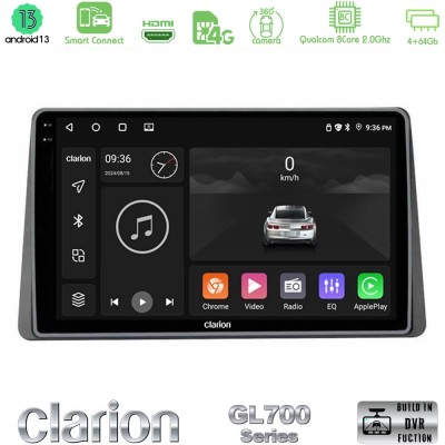 Clarion GL700 Series Dacia Duster 2022- 8Core Android13 4+64GB Navigation Multimedia Tablet 9" Με Carplay & Android Auto Με Carp