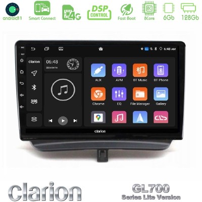Clarion GL700 Lite Series 8Core Android11 6+128GB Ford Courier 2015-2023 Navigation Multimedia Tablet 9" Με Carplay & Android Au