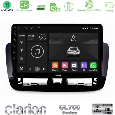 Clarion GL700 Series 8Core Android13 4+64GB Seat Ibiza 2012-2015 Navigation Multimedia Tablet 9" Με Carplay & Android Auto