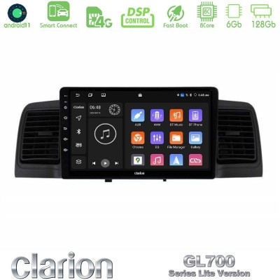 Clarion GL700 Lite Series 8Core Android11 6+128GB Toyota Corolla 2002-2006 Navigation Multimedia Tablet 9" Με Carplay & Android 