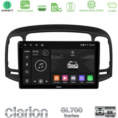 Clarion GL700 Series 8Core Android13 4+64GB Hyundai Accent 2006-2011 Navigation Multimedia Tablet 9" Με Carplay & Android Auto