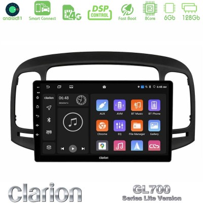 Clarion GL700 Lite Series 8Core Android11 6+128GB Hyundai Accent 2006-2011 Navigation Multimedia Tablet 9" Με Carplay & Android 