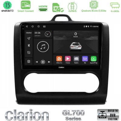 Clarion GL700 Series 8Core Android13 4+64GB Ford Focus Auto AC Navigation Multimedia Tablet 9" Με Carplay & Android Auto