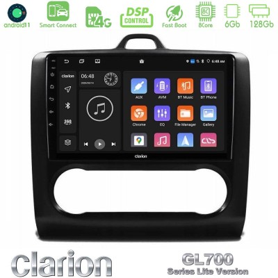 Clarion GL700 Lite Series 8Core Android11 6+128GB Ford Focus Auto AC Navigation Multimedia Tablet 9" Με Carplay & Android Auto