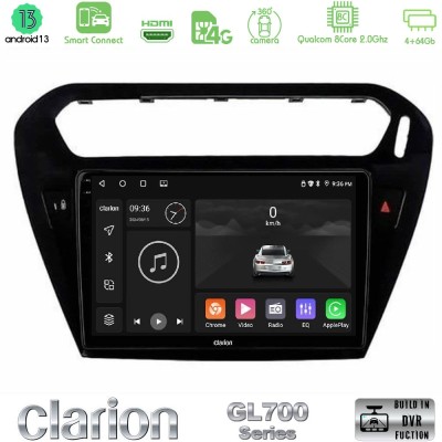 Clarion GL700 Series 8Core Android13 4+64GB Citroen C-Elysee / Peugeot 301 Navigation Multimedia Tablet 9" Με Carplay & Android 
