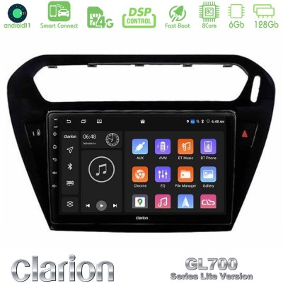 Clarion GL700 Lite Series 8Core Android11 6+128GB Citroen C-Elysee / Peugeot 301 Navigation Multimedia Tablet 9" Με Carplay & An