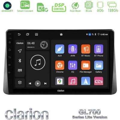Clarion GL700 Lite Series 8Core Android11 6+128GB Ford Focus 2019- Navigation Multimedia Tablet 9" Με Carplay & Android Auto