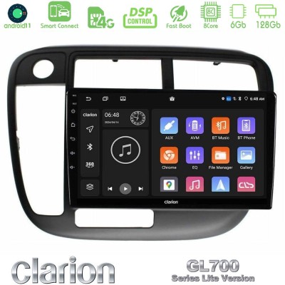 Clarion GL700 Lite Series 8Core Android11 6+128GB Honda Civic 1995-2001 Navigation Multimedia Tablet 9" Με Carplay & Android Aut