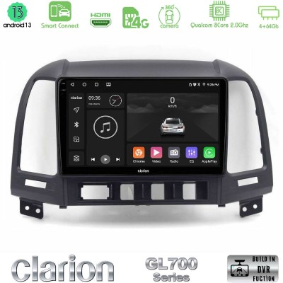 Clarion GL700 Series 8Core Android13 4+64GB Hyundai Santa Fe 2006-2013 Navigation Multimedia Tablet 9" Με Carplay & Android Auto