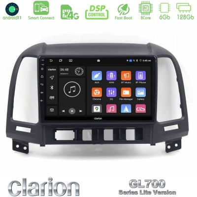 Clarion GL700 Lite Series 8Core Android11 6+128GB Hyundai Santa Fe 2006-2013 Navigation Multimedia Tablet 9" Με Carplay & Androi