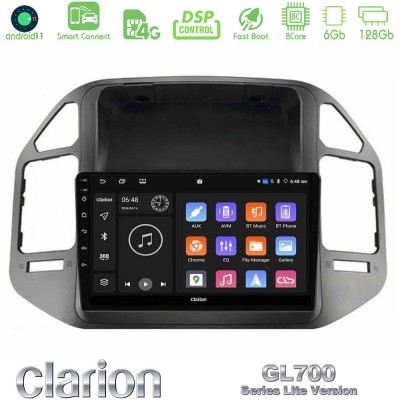 Clarion GL700 Lite Series 8Core Android11 6+128GB Mitsubishi Pajero 2002-2006 Navigation Multimedia Tablet 9" Με Carplay & Andro