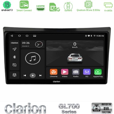 Clarion GL700 Series 8Core Android13 4+64GB Ssangyong Rexton 2002-2006 Navigation Multimedia Tablet 9" Με Carplay & Android Auto
