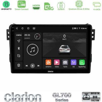 Clarion GL700 Series 8Core Android13 4+64GB Suzuki Splash & Opel Agila 2008-2014 Navigation Multimedia Tablet 9" Με Carplay & An