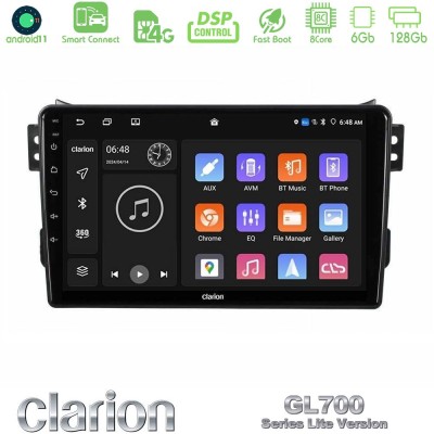 Clarion GL700 Lite Series 8Core Android11 6+128GB Suzuki Splash & Opel Agila 2008-2014 Navigation Multimedia Tablet 9" Με Carpla
