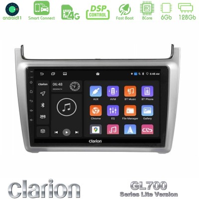 Clarion GL700 Lite Series 8Core Android11 6+128GB Vw Polo 2014-2017 Navigation Multimedia Tablet 9" Με Carplay & Android Auto (S