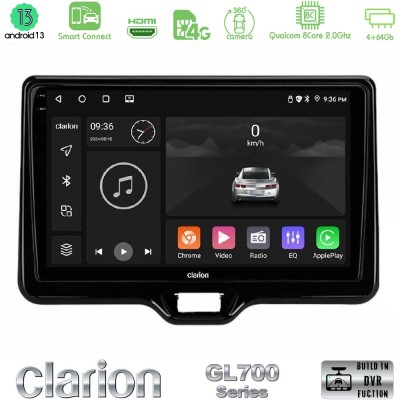 Clarion GL700 Series 8Core Android13 4+64GB Toyota Yaris Cross RHD 2020- (Low Version) Navigation Multimedia Tablet 9" Με Carpla