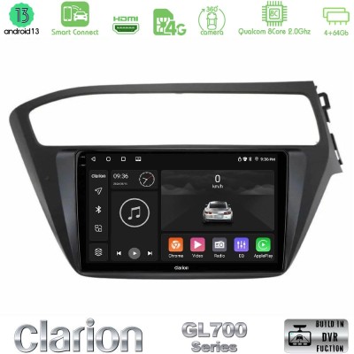 Clarion GL700 Series 8Core Android13 4+64GB Hyundai i20 2018-2020 RHD Navigation Multimedia Tablet 9" Με Carplay & Android Auto