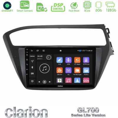 Clarion GL700 Lite Series 8Core Android11 6+128GB Hyundai i20 2018-2020 RHD Navigation Multimedia Tablet 9" Με Carplay & Android