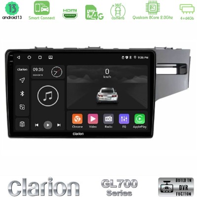 Clarion GL700 Series 8Core Android13 4+64GB Honda Jazz 2013-2020 RHD Navigation Multimedia Tablet 9" Με Carplay & Android Auto