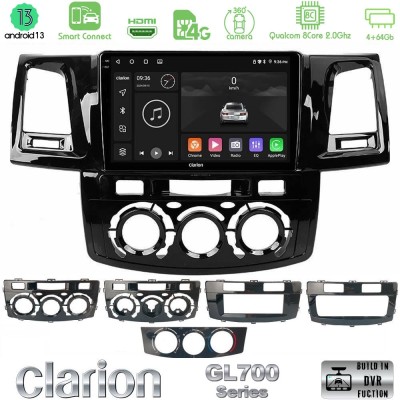 Clarion GL700 Series 8Core Android13 4+64GB Toyota Hilux 2007-2016 Navigation Multimedia Tablet 9" Με Carplay & Android Auto
