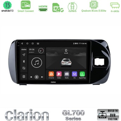 Clarion GL700 Series 8Core Android13 4+64GB Toyota Yaris (Vitz) 2015-2020 RHD Navigation Multimedia Tablet 9" Με Carplay & Andro