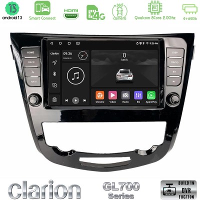 Clarion GL700 Series 8Core Android13 4+64GB Nissan Qashqai J11 (AUTO A/C) Navigation Multimedia Tablet 9" Με Carplay & Android A