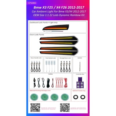 Ατμοσφαιρικός Φωτισμός Bmw X3 F25 / X4 F26 2012-2017 OEM Ambient Light Full Kit 1:1