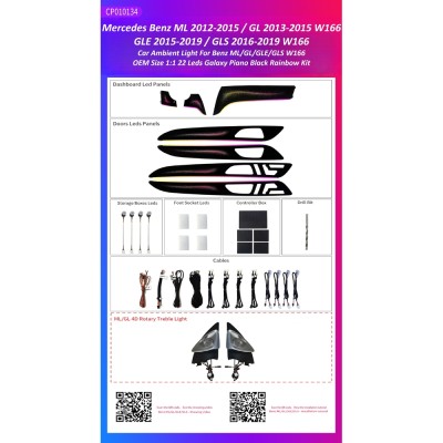 Ατμοσφαιρικός Φωτισμός Mercedes Benz ML/GL/GLE/GLS Class W166 2012-2019 OEM Ambient Light Kit 1:1