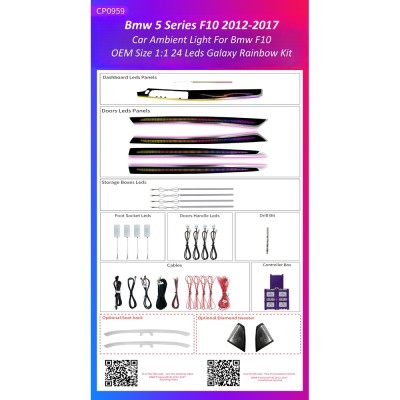Ατμοσφαιρικός Φωτισμός Bmw 5 Series F10 2012-2017 OEM Ambient Light Kit 1:1