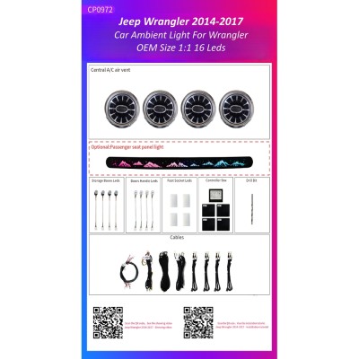 Ατμοσφαιρικός Φωτισμός Jeep Wrangler 2014-2017 OEM Ambient Light Kit 1:1