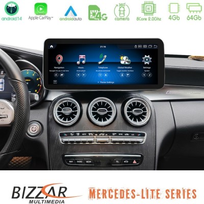 Bizzar Lite Series Mercedes C/GLC Class Facelift (W205/W253) NTG5.5 Android14 (4+64GB) Navigation Multimedia 10.25"