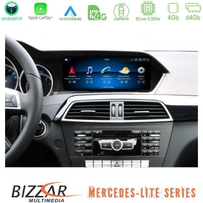Bizzar Lite Series Mercedes C Class Facelift (W204) NTG4.5 Android14 (4+64GB) Navigation Multimedia 8.8" (Oem Style)