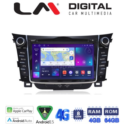 LM Digital - LM Q8156 GPS Οθόνη OEM Multimedia Αυτοκινήτου για HYUNDAI I30 2012 2016 (CarPlay/AndroidAuto/BT/GPS/WIFI/GPRS)