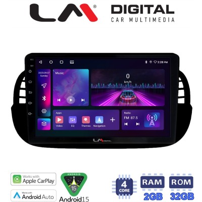 LM Digital - LM ZA4315B GPS Οθόνη OEM Multimedia Αυτοκινήτου για Fiat 500 2007 2016 (CarPlay/AndroidAuto/BT/GPS/WIFI/GPRS)