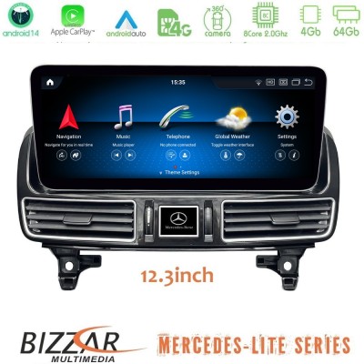 Bizzar Lite Series Mercedes ML/GL Class (X166) NTG4.5 Android14 (4+64GB) Navigation Multimedia 12.3"