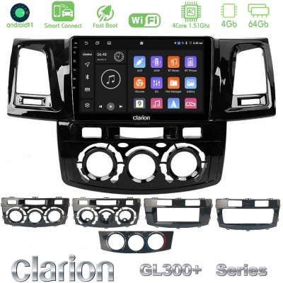Clarion GL300+ Series 4Core Android11 4+64GB Toyota Hilux 2007-2016 Navigation Multimedia Tablet 9"