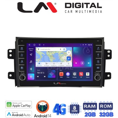 LM Digital - LM ZG8446 GPS Οθόνη OEM Multimedia Αυτοκινήτου για FIAT SEDICI & SUZUKI SX4 2005-2013 (CarPlay/AndroidAuto/BT/GPS/W