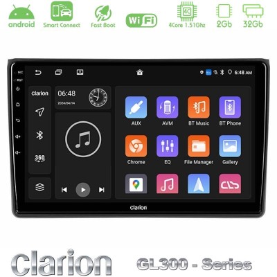 Clarion GL300 Series 4Core Android ClarionOS 2+32GB Audi A4 B7 Navigation Multimedia Tablet 9" Με Carplay & Android Auto