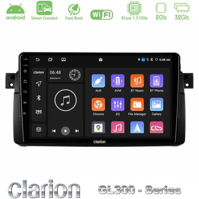 Clarion GL300 Series 4Core Android ClarionOS 2+32GB BMW E46 Navigation Multimedia Tablet 9" Με Carplay & Android Auto