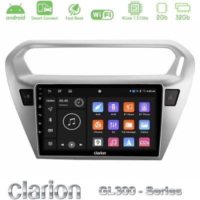 Clarion GL300 Series 4Core Android ClarionOS 2+32GB Citroen C-Elysee / Peugeot 301 Navigation Multimedia Tablet 9" Με Carplay & 