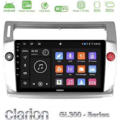 Clarion GL300 Series 4Core Android ClarionOS 2+32GB Citroen C4 2004-2010 Navigation Multimedia Tablet 9" Με Carplay & Android Au