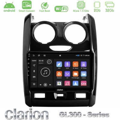 Clarion GL300 Series 4Core Android ClarionOS 2+32GB Dacia Duster 2014-2018 Navigation Multimedia Tablet 9" Με Carplay & Android 