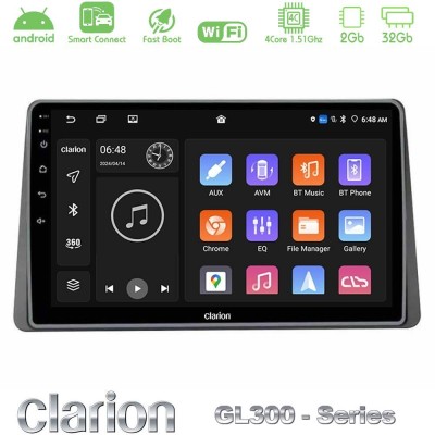 Clarion GL300 Series 4Core Android ClarionOS 2+32GB Dacia Duster 2019- Navigation Multimedia Tablet 10" Με Carplay & Android Aut
