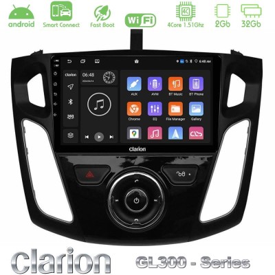 Clarion GL300 Series 4Core Android ClarionOS 2+32GB Ford Focus 2012-2018 Navigation Multimedia Tablet 9" Με Carplay & Android Au