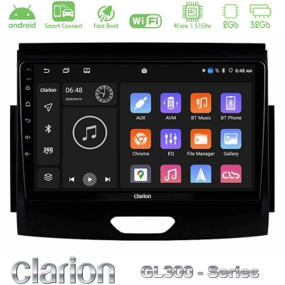 Clarion GL300 Series 4Core Android ClarionOS 2+32GB Ford Ranger 2017-2022 Navigation Multimedia Tablet 9" Με Carplay & Android A