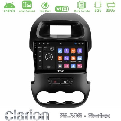 Clarion GL300 Series 4Core Android ClarionOS 2+32GB Ford Ranger 2012-2016 Navigation Multimedia Tablet 9" Με Carplay & Android A