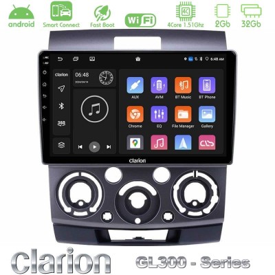 Clarion GL300 Series 4Core Android ClarionOS 2+32GB Ford Ranger/Mazda BT50 Navigation Multimedia Tablet 9" Με Carplay & Android 