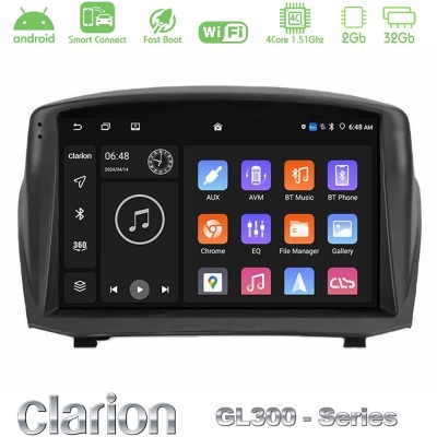 Clarion GL300 Series 4Core Android ClarionOS 2+32GB Ford Fiesta 2008-2016 Navigation Multimedia Tablet 9" (Oem Style) Με Carplay