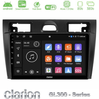 Clarion GL300 Series 4Core Android ClarionOS 2+32GB Ford Fiesta/Fusion Navigation Multimedia Tablet 9" Με Carplay & Android Auto